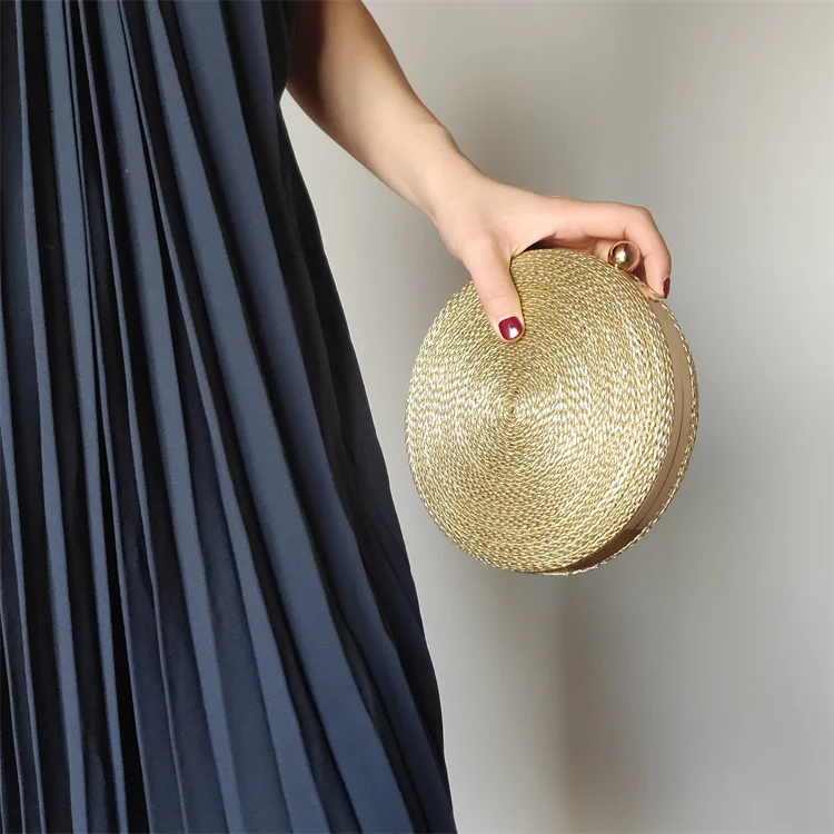 Round Style Straw Bag Handbags Women Summer Rattan Bag Handmade Woven Beach Circle Bohemia Handbag New Fashion