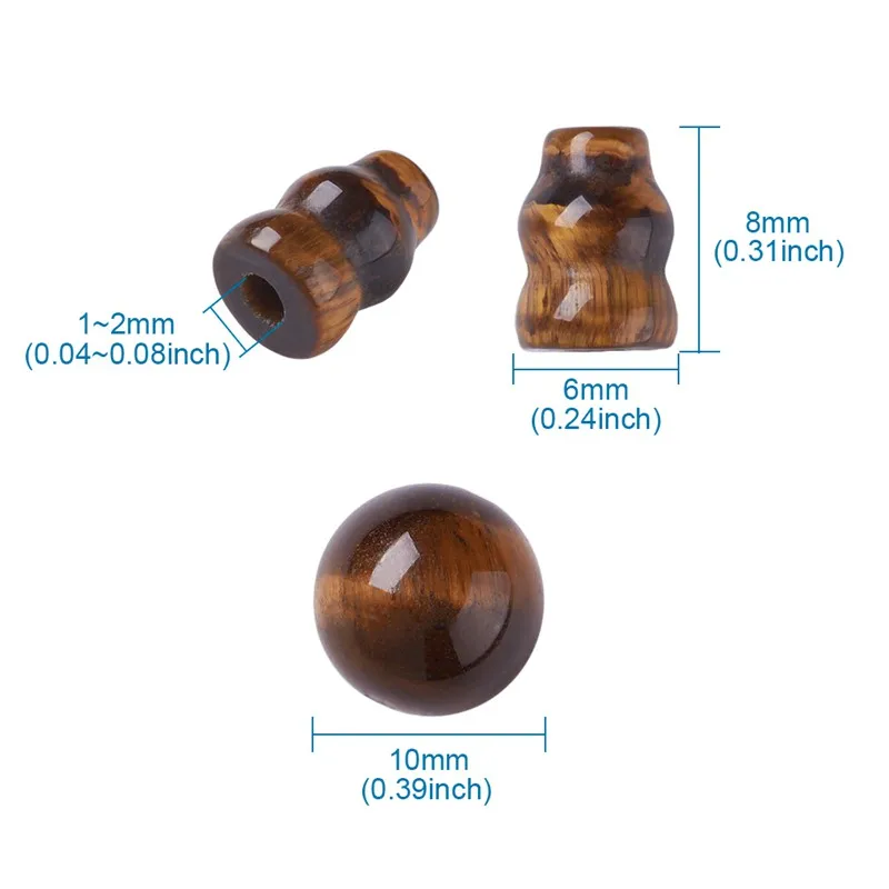 2 Set Natural Tiger Eye Buddhist Beads 3 Hole Guru Beads T-Drilled Beads Buddha Jewelry Findings Tiger Eye Round: 10mm