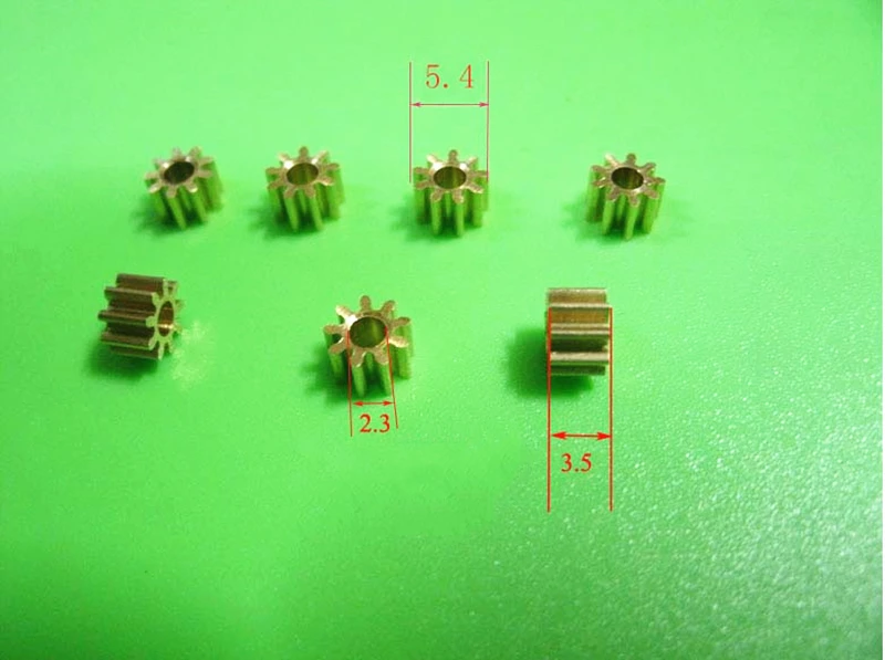 0.5M Copper Gear 9/10 Teeth 2.3/1.97mm Hole DIY Remote Control Model Toy 380 DC Motor Shaft