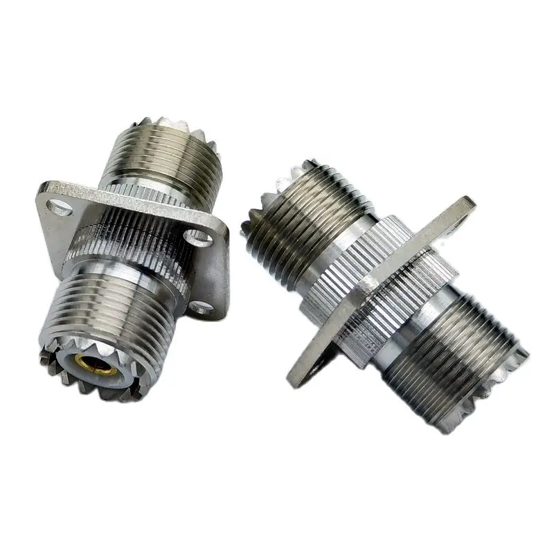 M Type SL16 SO-239 UHF Type Butt joint RF Coaxial Straight Connector Female To Female Adapter With 25mm Flange 1Pcs