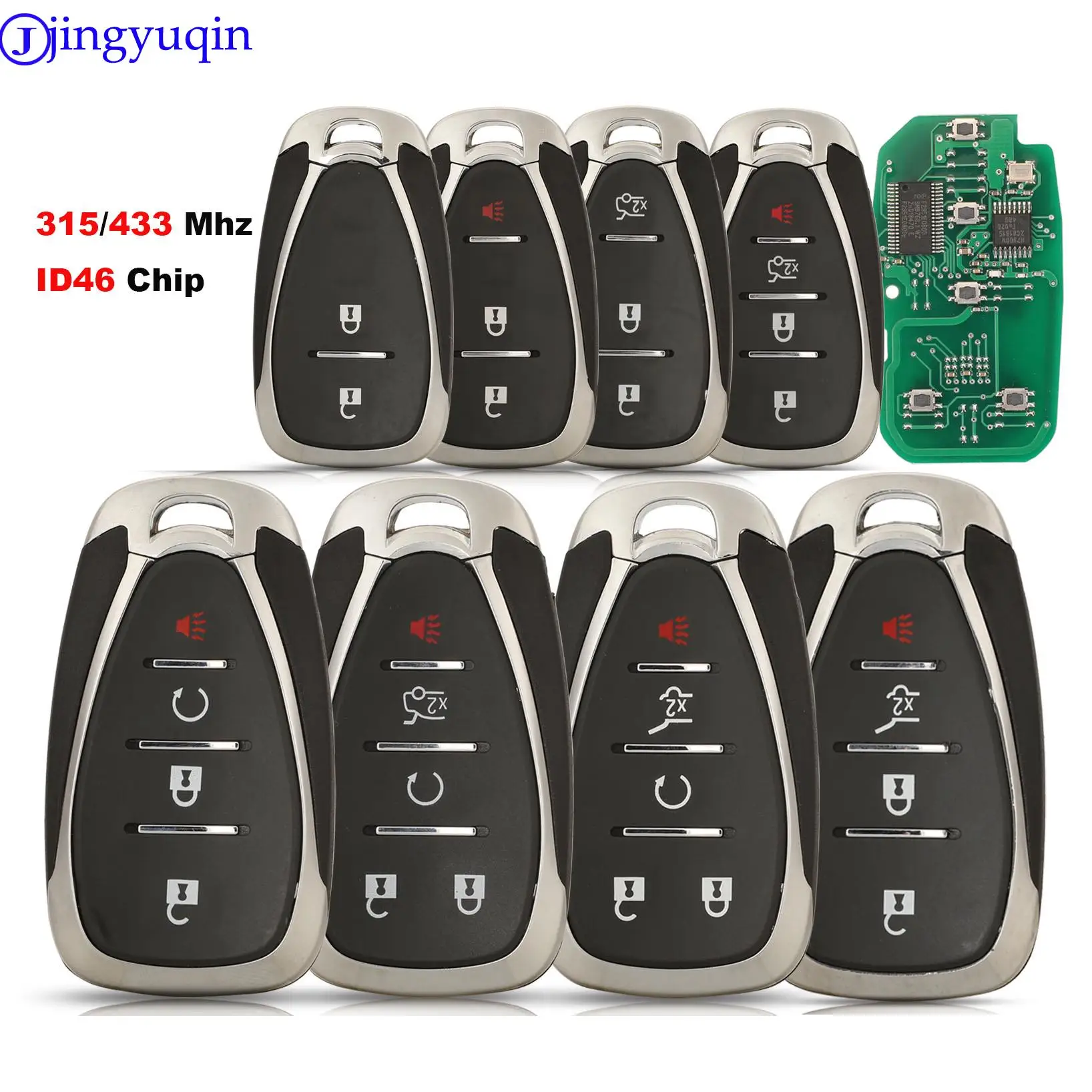 

jingyuqin 2/3/4/5 Buttons Remote Key Fob 315/433MHz With 4A/ID46 PCF7938X Chip For Chevrolet Tracker Orlando Control Smart