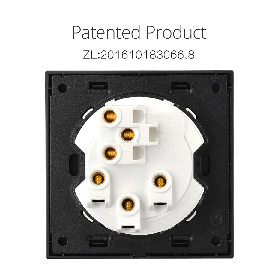 EU French Wall Socket Black Glass Plate Power Outlet USB Charger RJ45 CAT6 HDMI-compatible Audio Modules Free Combination L6