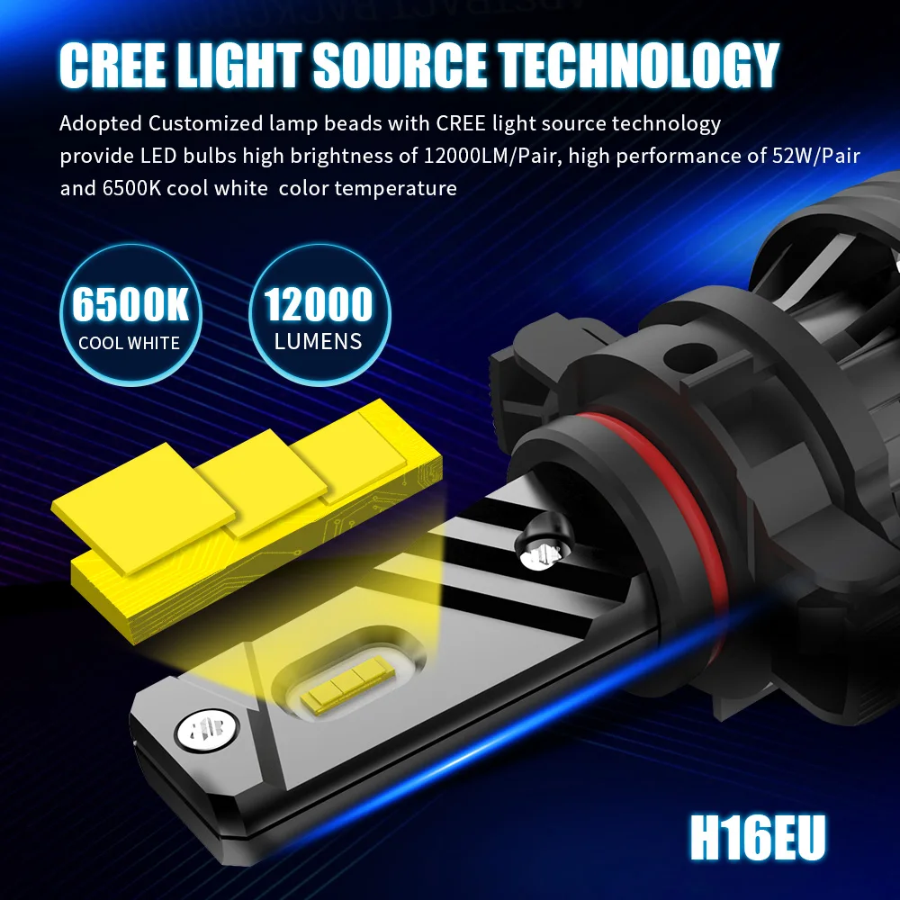 AILEO Car Fog Lamp PS24W PS19W PSX24W PSX26W SP13W  H11 H1 H3 H27 880 LED High Brightness Custom CSP Chips 72W 12000LM Auto Bulb