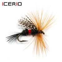 ICERIO-señuelo de pesca de trucha, cebo de mosca de pesca, color marrón, Royal Wulff, #12, 6 uds.