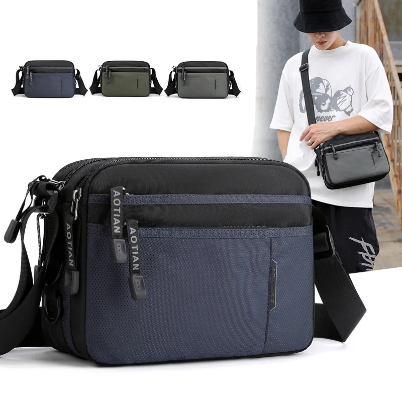 Multiple Pockets 2023 Oxford Shoulder Bags Men Messenger Super Light Zippers Minimalism Style Crossbody Bags Multifunction Brief