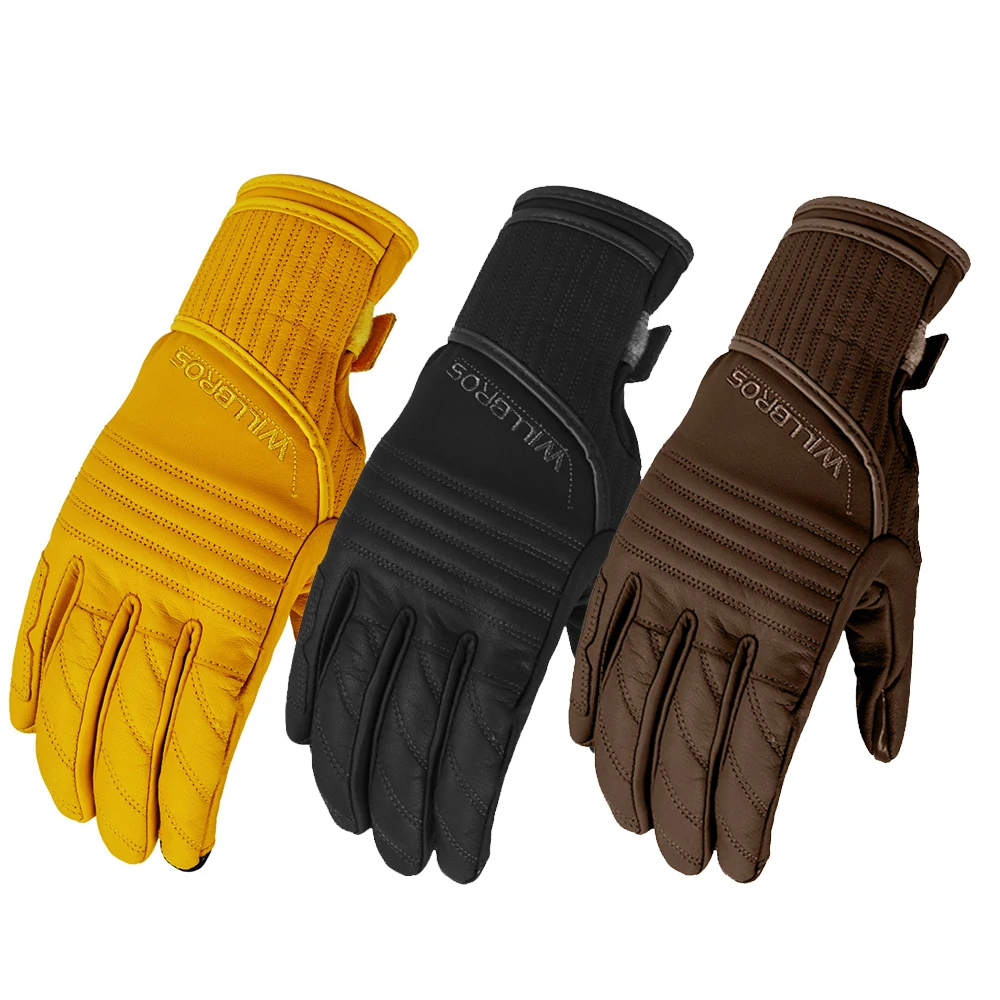 

Touch Screen Gloves Abbey Road Retro Classic Guantes Motorbike Scooter Street Moto Willbros Motor Leather Luvas Mens