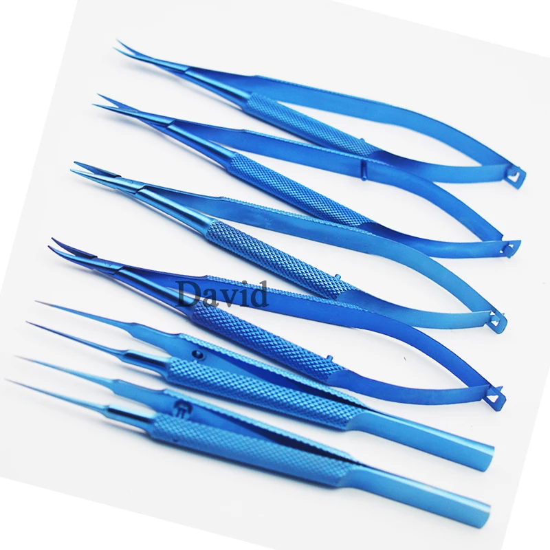 4pcs/set 14cm Titanium microsurgical instruments microsurgery instruments Kit scissors needle holder forceps