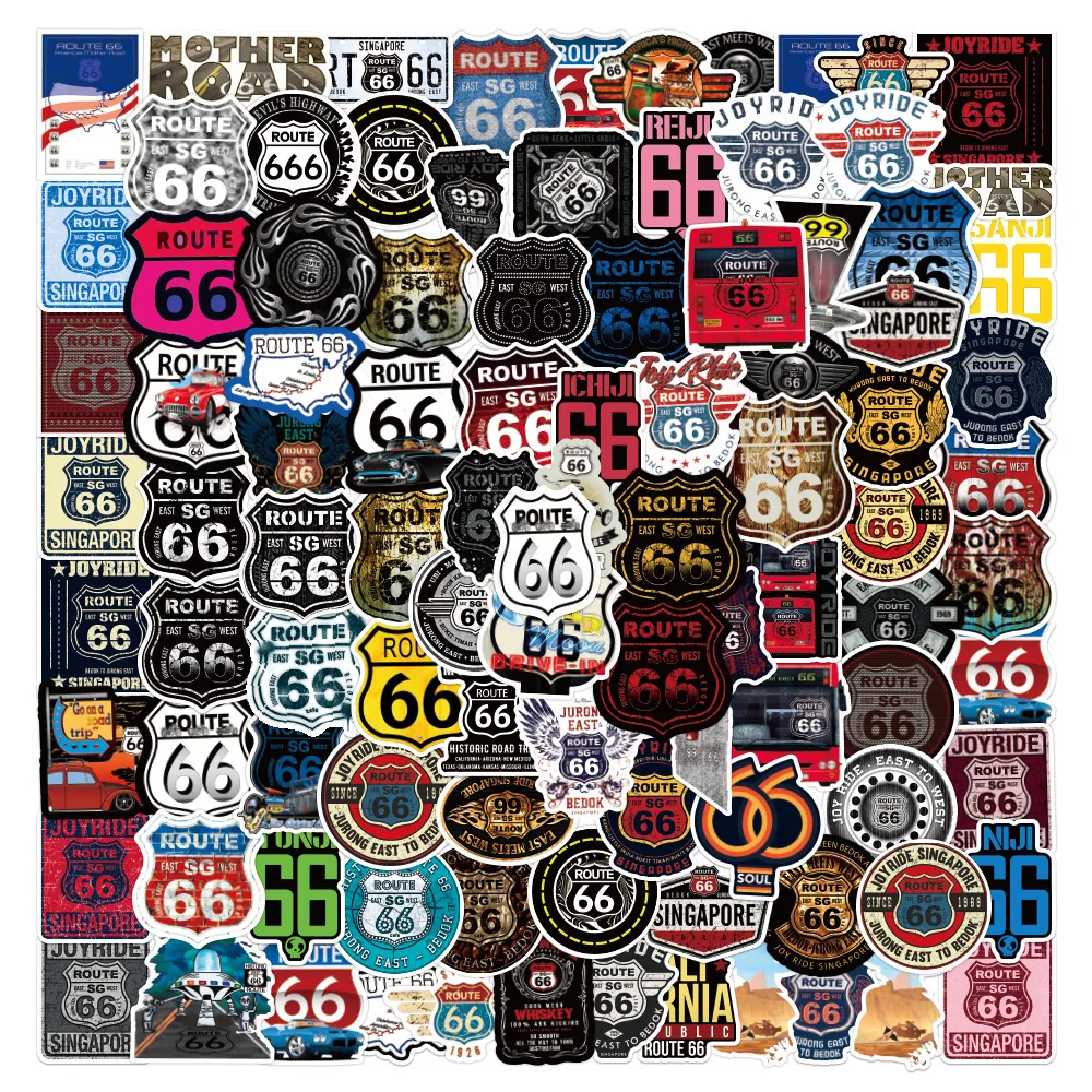 

10/30/50/100PCS Retro Route 66 Graffiti Stickers Skateboard Guitar Laptop Motorcycle Car Waterproof Cool Kid Sticker Decal Toys