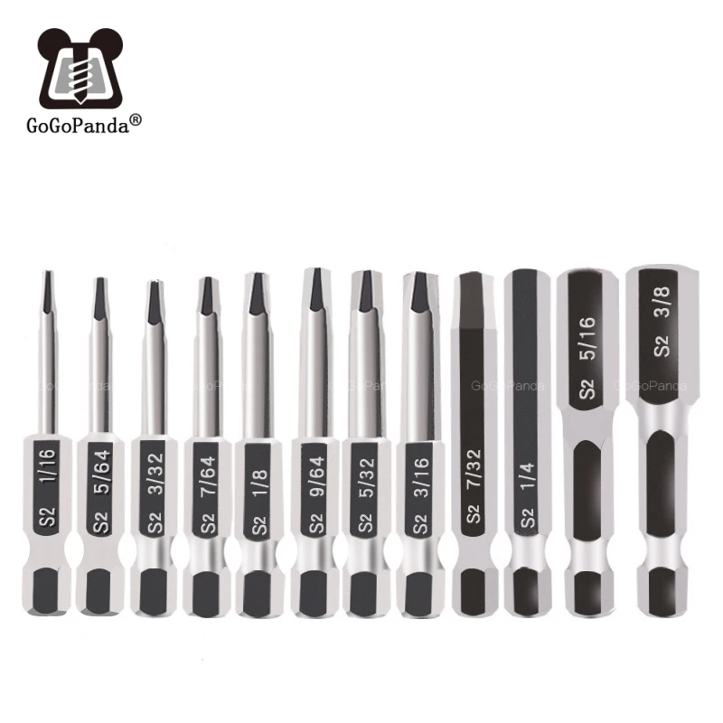 12 PCS Inch Electric Socket Screwdriver Head Inner Hexagon 50 Mm Strong Magnetic Drill Bits