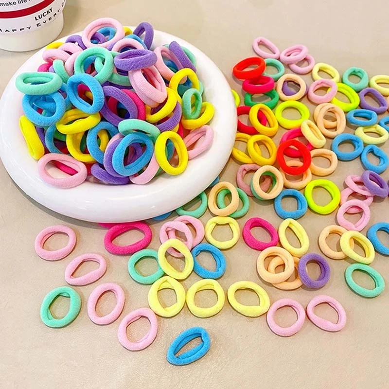 50/100pcs/Set Elastic Hair Bands Girls Hair Accessories Colorful Nylon Headband Kids Ponytail Holder Scrunchie Ornaments Gift