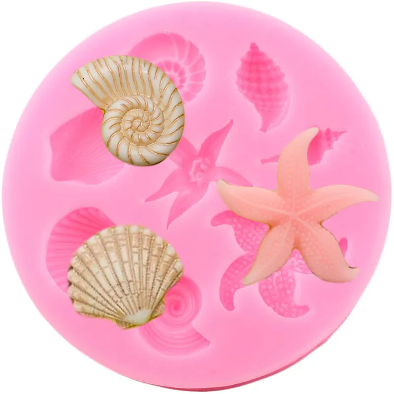 1PCS Cake Decorating Mold Tools DIY Sea Creatures Conch Starfish Shell Fondant Cake Candy Silicone Molds Creative DIY Chocolate