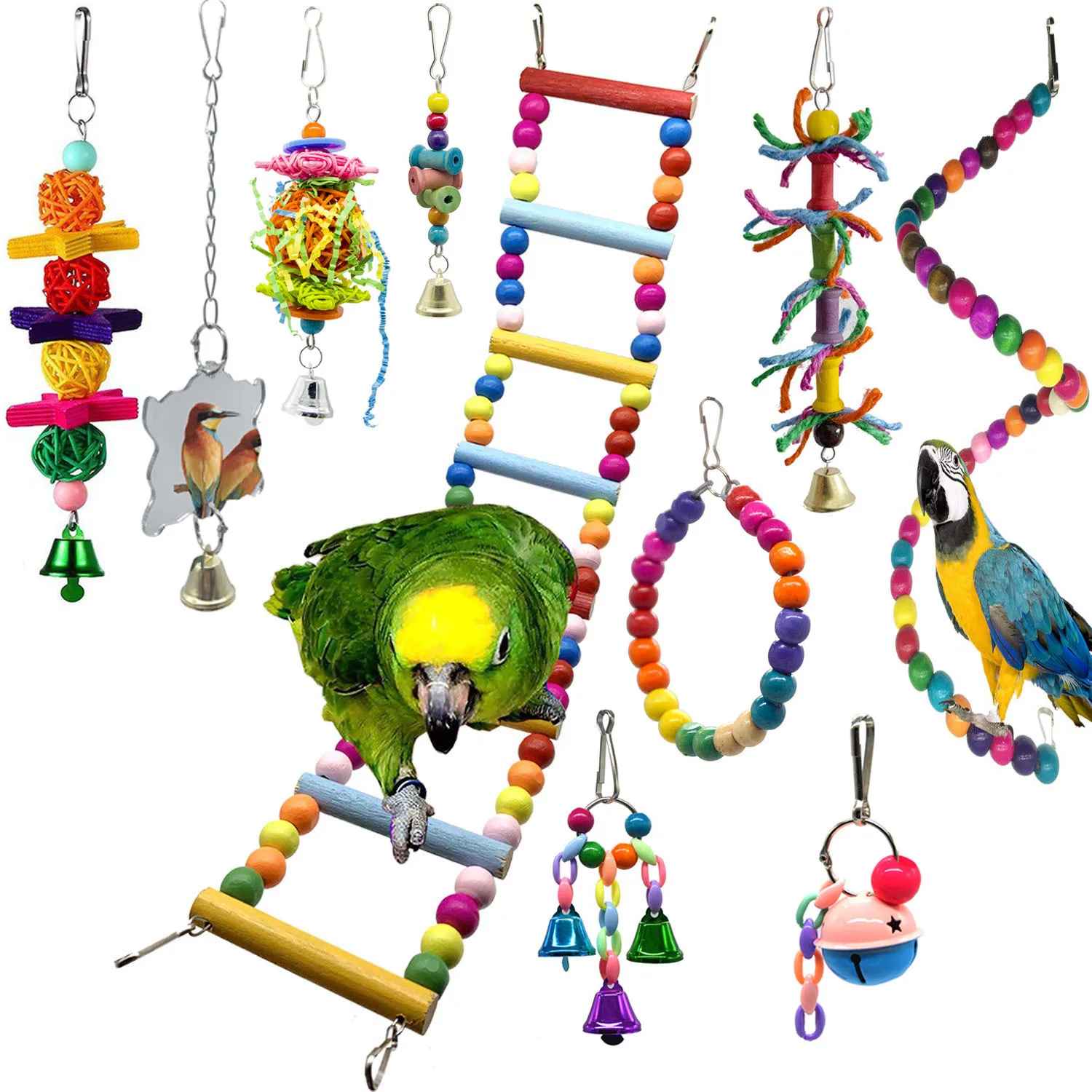 10-Piece Small and Medium Parrot Toy Pet Bird Toys Relieve Tightness and Relieve Biting Hair Bird Accessories