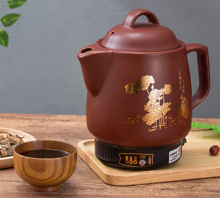 220V 4L 자동 가정용 한약 냄비, 세라믹 전기 주전자 캐서롤 삶은 의학 건강 밥솥