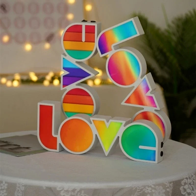 LED Night Lights LOVE Letter Modeling Lamp Neon Light for Holiday Wedding Xmas Room Wedding Decoration Lighting Valentine's Gift