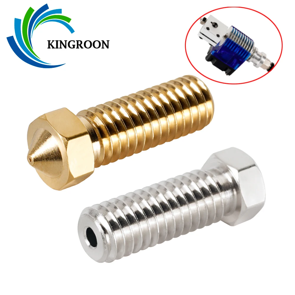 KINGROON 2pcs E3D Volcano Stainless Steel Nozzles Brass M6 Thread 3D Printer Hotend Nozzle 0.2mm-1.2mm For 1.75mm Filament