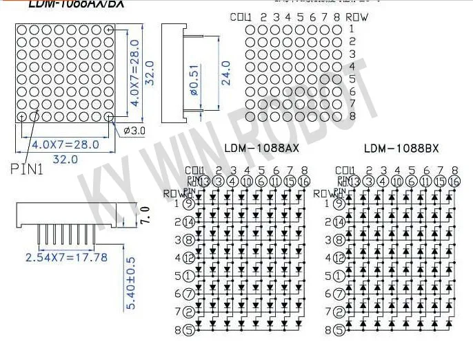 3mm 8 x 8 Led Lattice Bright Red LED Display Common Cathode Anode MAX7219 Dot Matrix Module 8x8 8*8 for Arduino