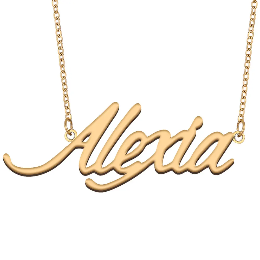 

Alexia Name Necklace for Women Personalized Stainless Steel Jewelry Gold Plated Nameplate Pendant Femme Mothers Girlfriend Gift