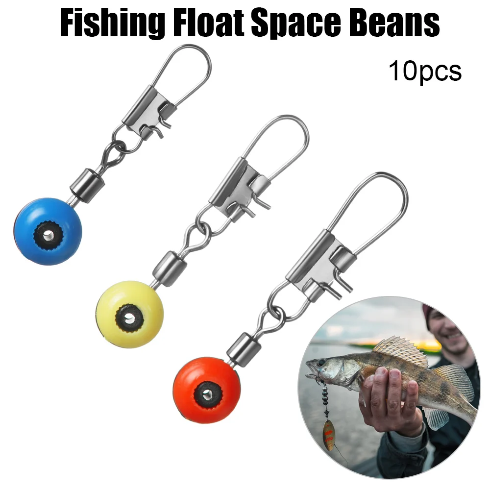 10Pcs Metal Plastic Fishing Float Bobber Stops Space Beans Swivel Connectors Fishhook Swivels Tackle Sea Fishing Accessories