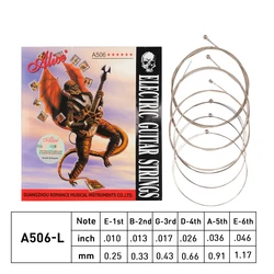 1 SET Alice Electric Guitar String A506-L Electric Guitar Strings 008 to 038 inch Plated Steel Coated Nickel Alloy Wound A506 15