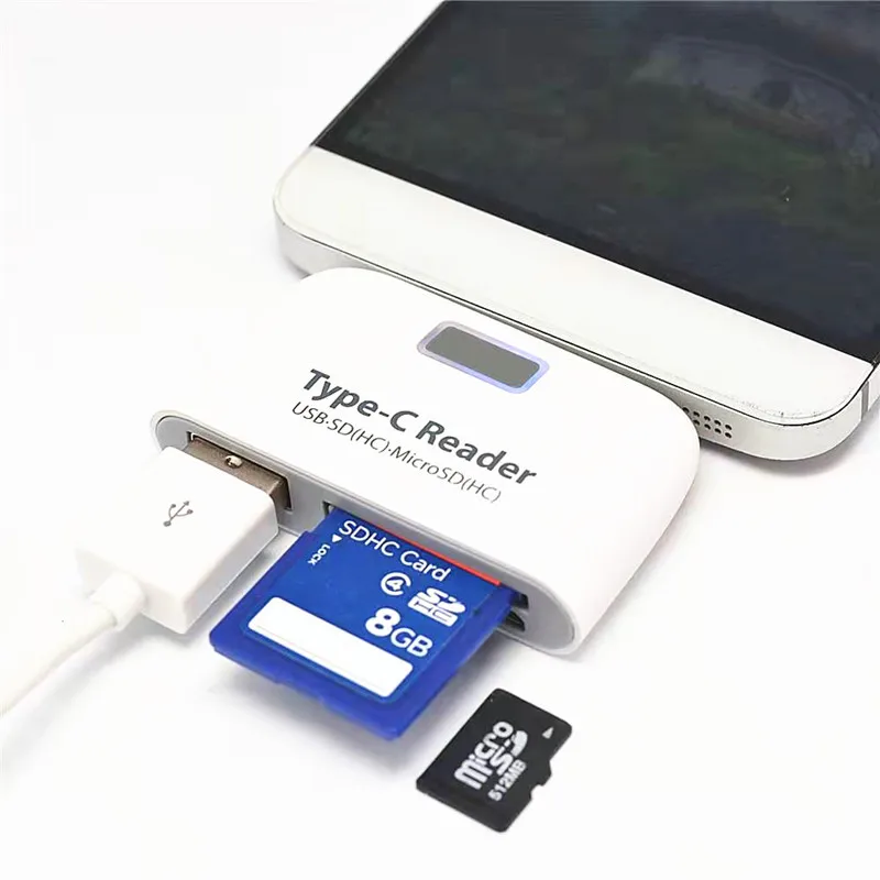 4 In 1 USB 3.1 Type-c Card Reader & Hub   OTG Usb C Hub  Usb2.0  SD/TF/MMC Readers  for  Phone Tablet  Macbook