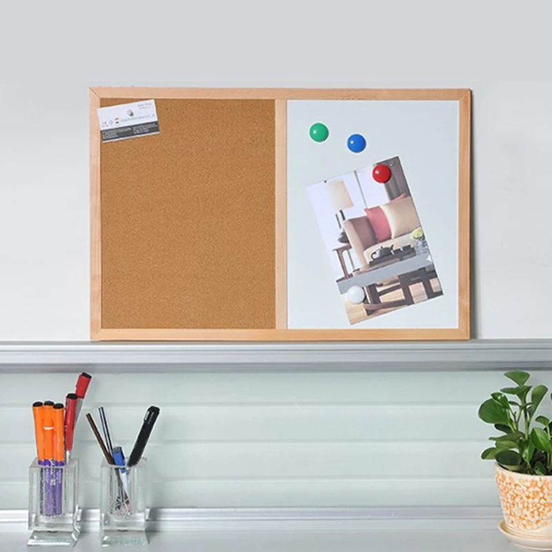 Cork Message Board, Wood Frame Whiteboard Drawing Board, 30 * 40cm /40*60cmCombination, Magnetic Notice Marker Board