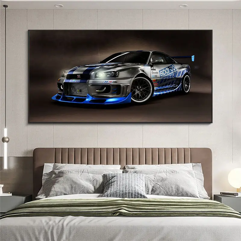 5D Dly Diamond Painting Full Square Round Drill Embroidery Skyline Sport Car Tuning Artwork  Diamond  Cross Stitch Home