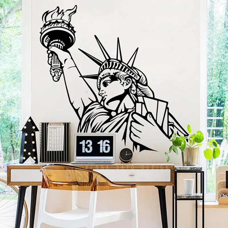 Large New York The Statue Of Liberty Wall Decal Kids Room Playroom City Urban Skyrime Wall Sticker Bedroom Vinyl Home Decor