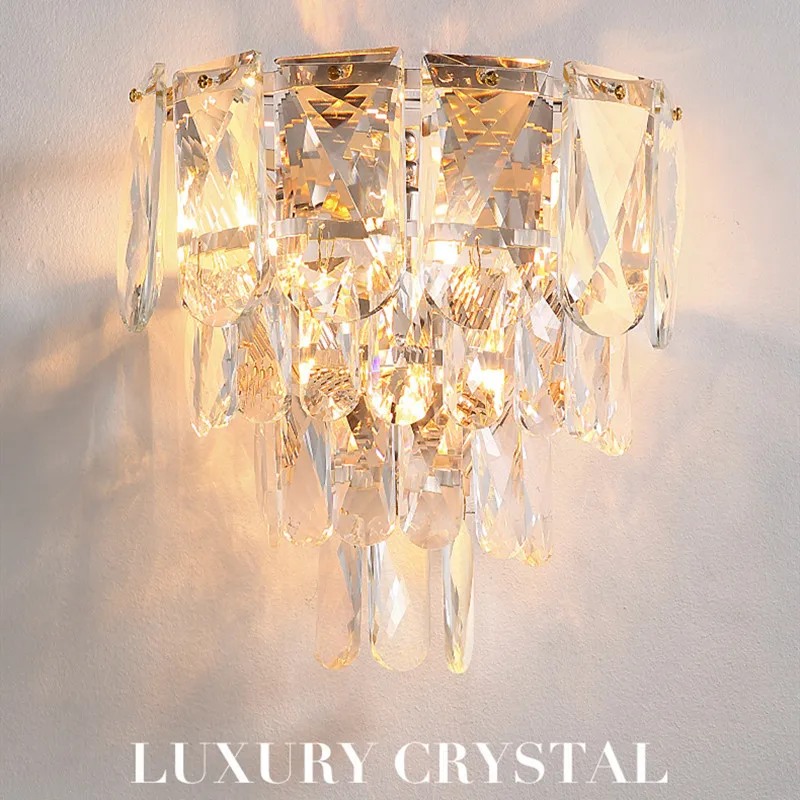 

Light luxury crystal wall lamp Living room TV background wall lamp Postmodern simple atmosphere home bedroom bedside lamps