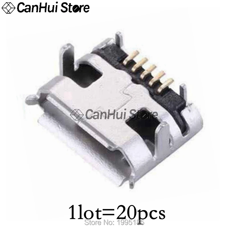 20-60pcs 5 Pin SMT Socket Connector Micro USB Type B Female Placement 12 Models SMD DIP Socket Connector