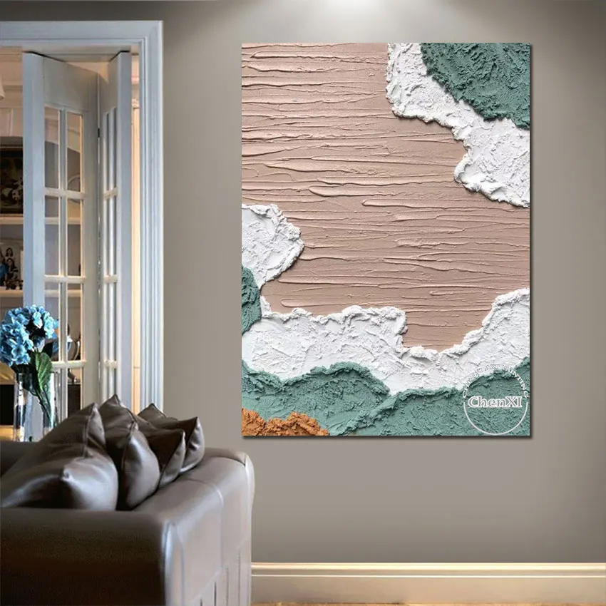 

Abstract Wave Wall Art Picture, Thick Oil Painting Canvas, Handmade Western Restaurant Decor, Unframed Artwork, Different Color