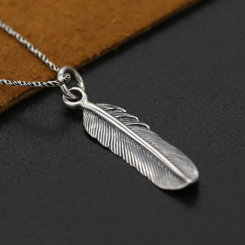 Real silver feather Pendant men women S925 Sterling Silver Pigeon feath pendant chinese style design peace pendant Jewelry Gift