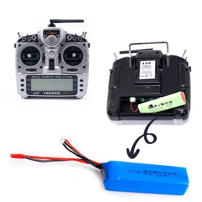 Teranty Power 7.4V 3000mah Lipo Battery + Charger For Frsky Taranis X9D Plus Transmitter Remote Controller Spare Parts