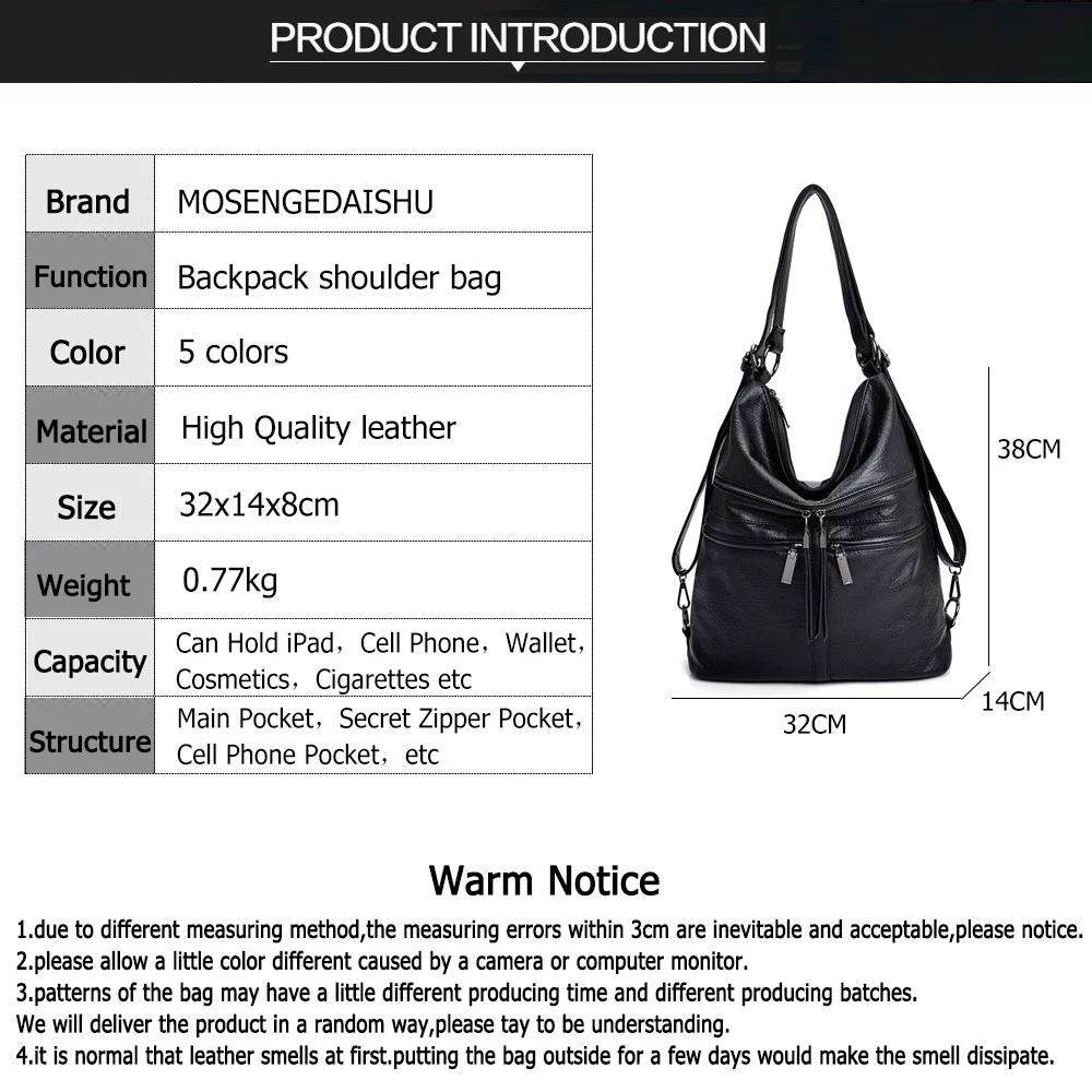 Women Casual Shoulder Bags Designer High Quality Handbag Soft Leather Women Multi Pocket Shopper bag Large Capacity Travel bags