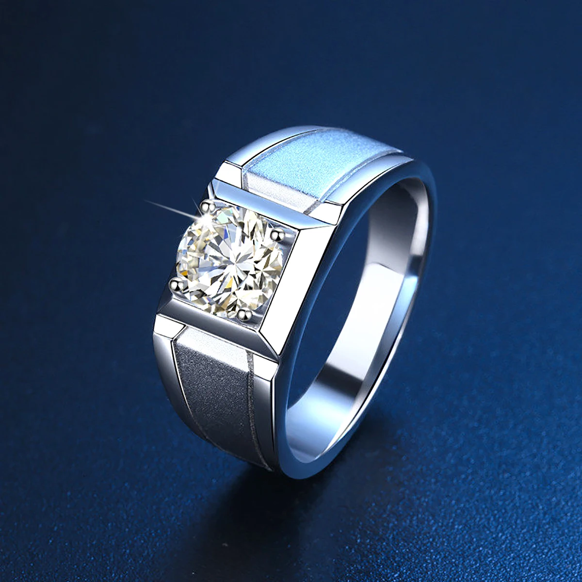 2 Carat 8mm Moissanite Solid 925 Silver Engagement Ring Men Wedding Bands Enternity Trendy Male Luxury Jewelry GRA Certified