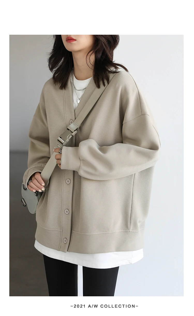 CHIC VEN Korean Women's Sweatshirts Solid Plush Thick Warm Loose Casual Female Tops Office Lady Coats Jacket Autumn Winter 2026