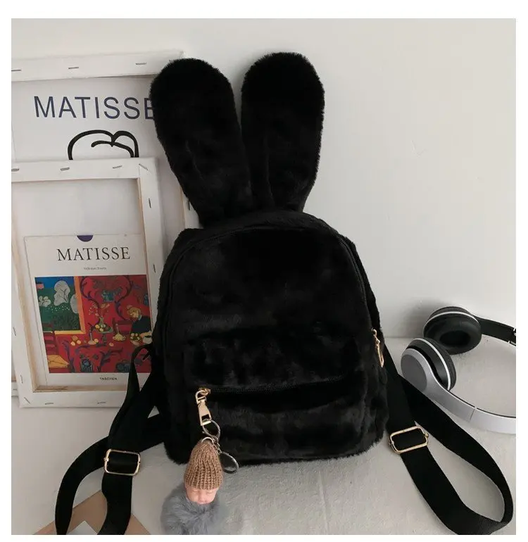 Custom Fluffy Bunny Backpack Korean Mini Backpack For Girls  display picture 1