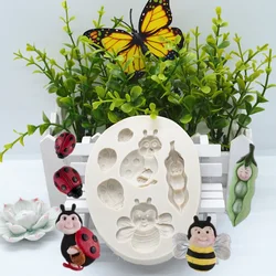 Cute Bee Ladybug Insect Silicone Mold Kitchen Resin Cake Baking Tool DIY Chocolate Pastry Fondant Moulds Dessert Lace Decoration