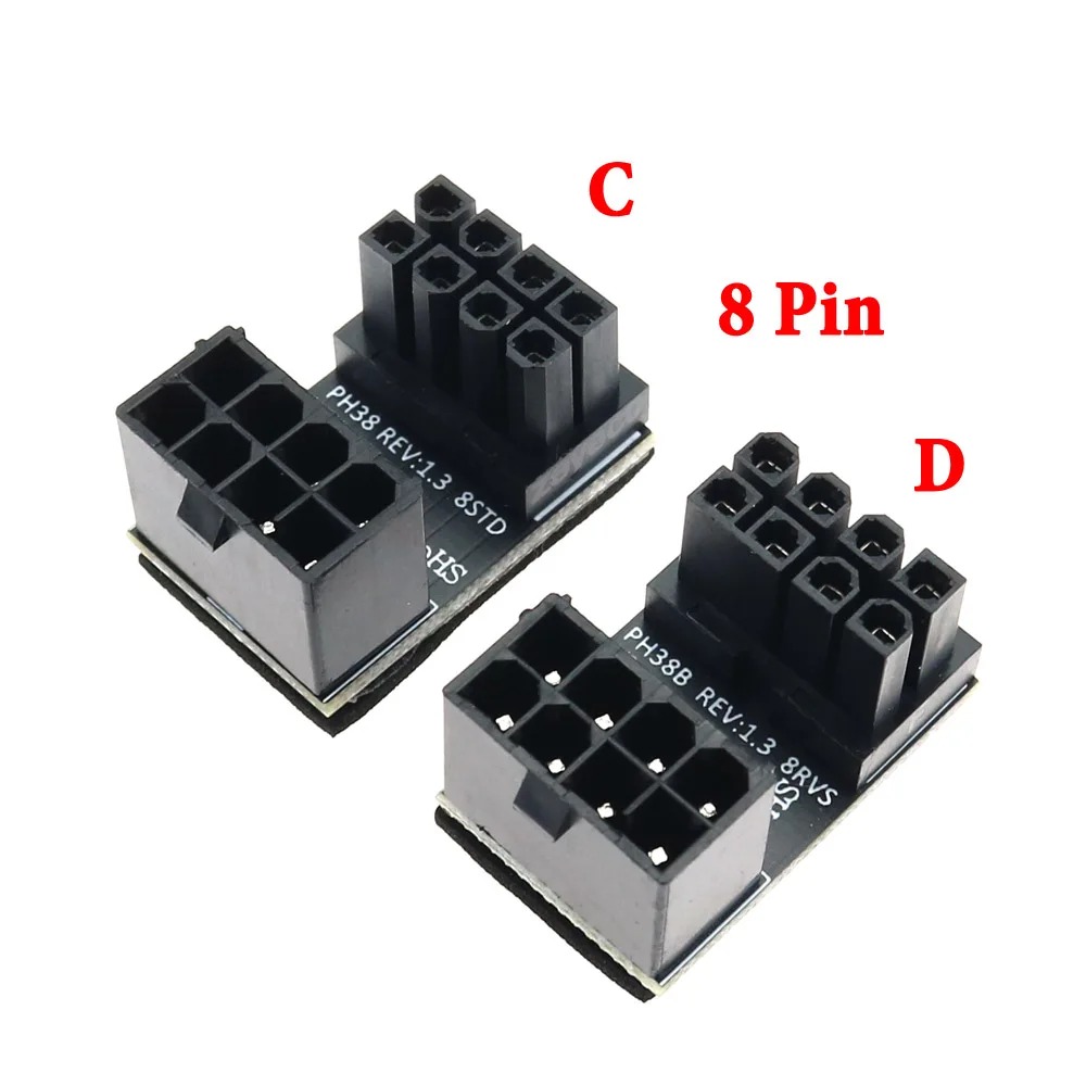 6pin 8pin Male 180 Degree Angled to 6pin 8Pin Female Power Adapter Port Connector plug socket for Desktops Graphics Card
