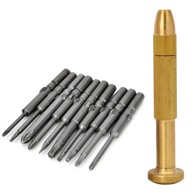 11in1 1.5-5mm Phillips Slotted Screwdriver Triangle Hex Brass Handle Screwdrivers set Torx T6 T15 Screwdriver Repair Tool Kit