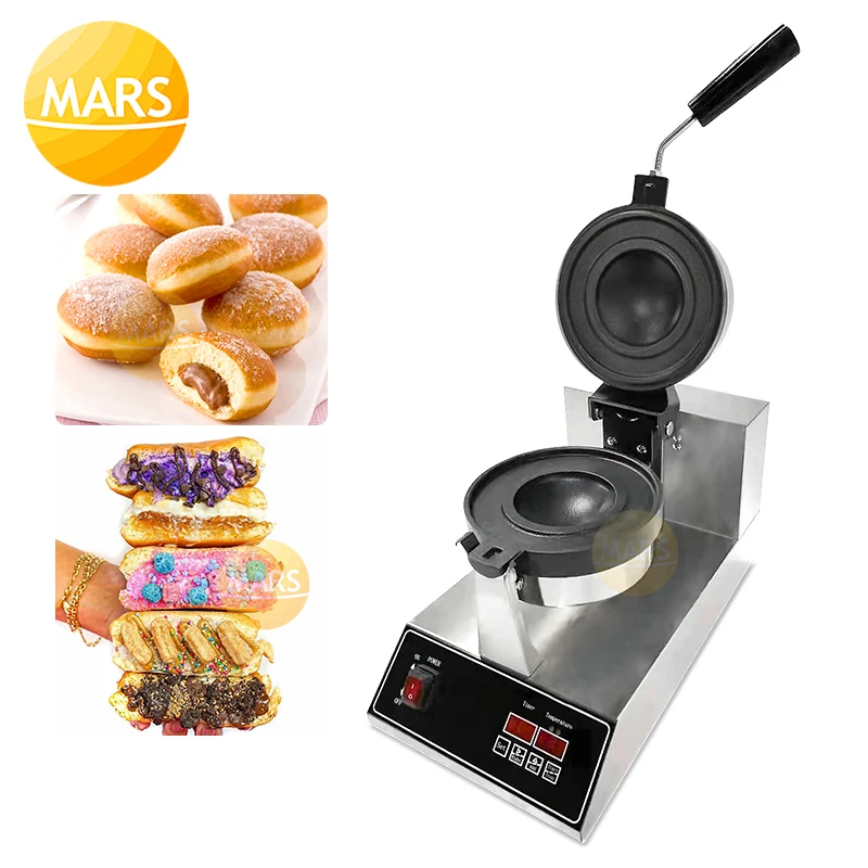 Commercial Brioche Ice-Cream Sandwich Press Maker Non Stick Krapfen Machine Hot Buger Donut Warmer Hamburger Iron Baker