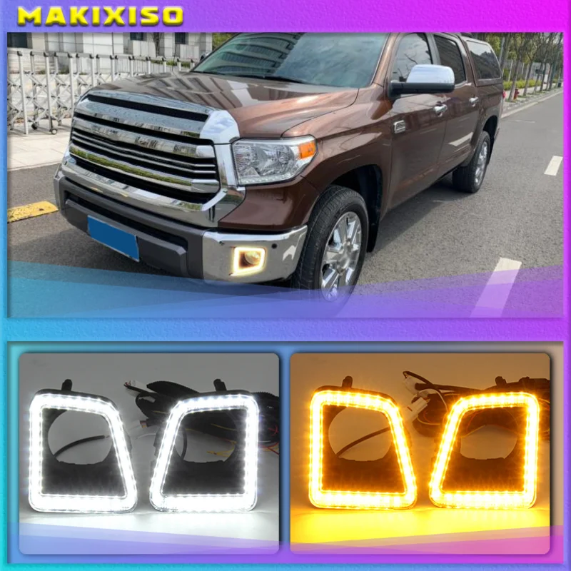 

1 Pair 12V LED Daytime Running Lights DRL fog lamp For Toyota Tundra 2014-2021 Car Front Bumper Lights