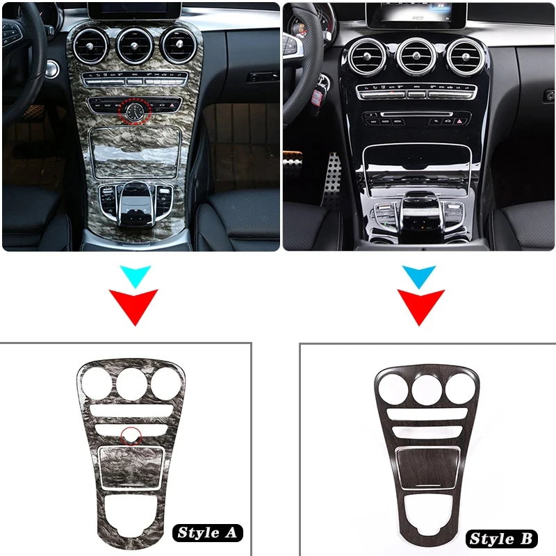 Car Central Control Gear Shift Panel Covers Frame Interior Trim Sticker For Mercedes Benz C GLC Class W205 X235 Auto Accessories