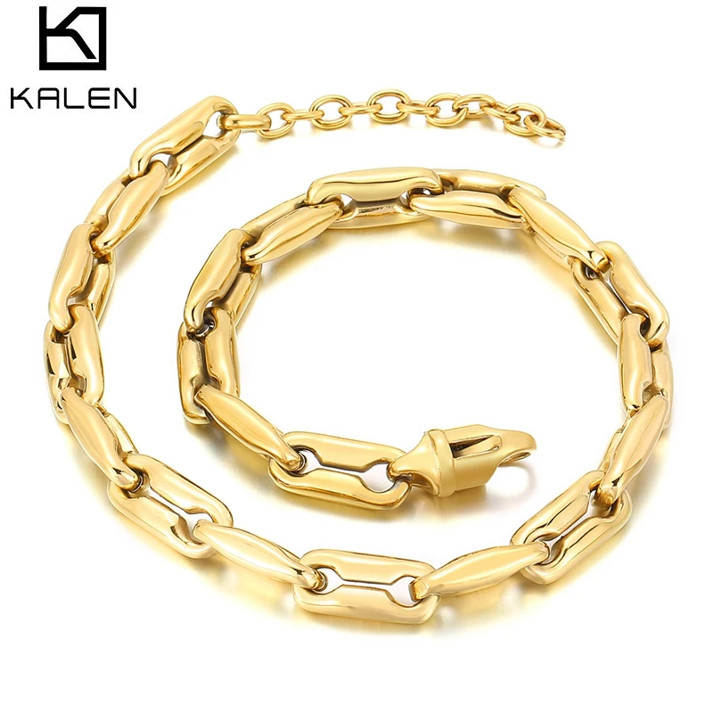 

KALEN 18-каратное огромное тяжелое массивное ожерелье-цепочка для женщин из нержавеющей стали 316L, летнее блестящее толстое золото/серебро, эффектные ювелирные изделия