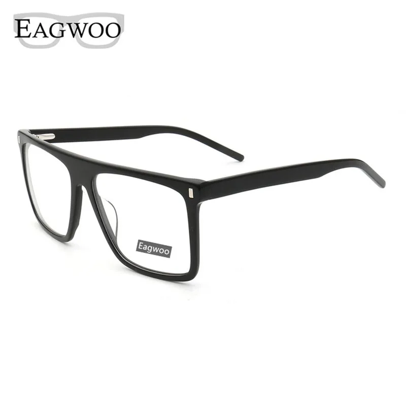 Magnet Eyeglasses Square Full Rim Optical Frame With Sunglasses Clip Wide Face Big Head Suitable Vintage Style 0013