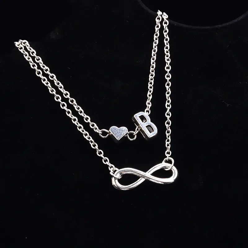 Personality Chain Bracelets Silver Color Geometric Infinity Symbol Capital Letter Charm Braclets Jewelry Gifts For Women,1 PC