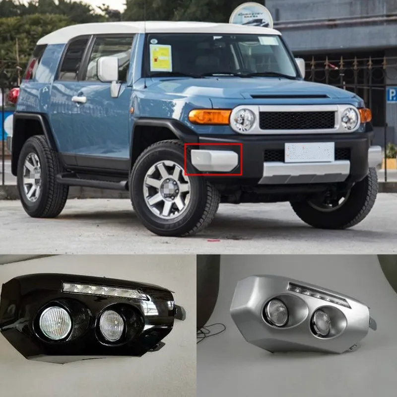 1 Pair Car LED DRL Daytime running light for Toyota Fj Cruiser 2007 2008 2009 2010 2011 2012 2013 2014 fog lamp frame Fog light