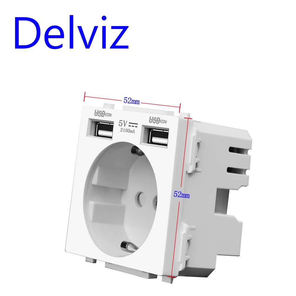 Delviz EU Standard Power Switch, 2/3/4/5 Multiple interfaces White Panel, TV RJ45 1 way switch, DIY Combination USB Wall Socket