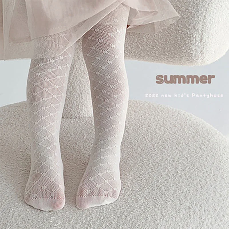 MILANCEL 2022 Baby Clothes Summer Thin Wave Point Fine Knitted Pantyhose Mesh Girls Pantyhose