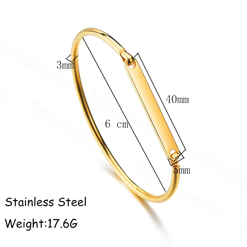 Nextvance Hand-decorated Customized Bracelets Engrave Name Bracelet Cuff Bangle Stainless Steel Engrave Bangles For Women