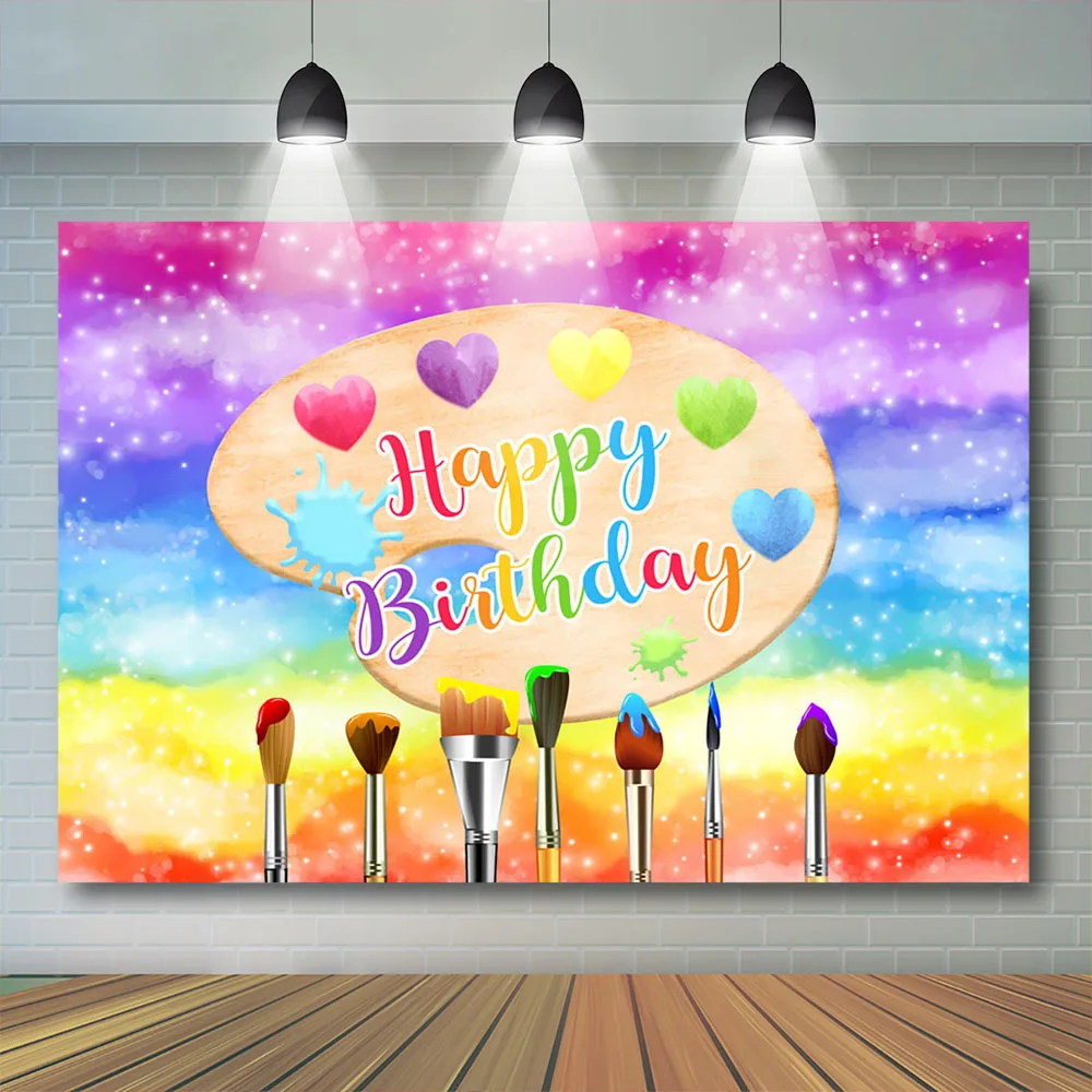 

Kids Birthday Painter Photography Backdrop Child Artist Portrait Newborn Background Pigment Brush Oil Painting Prop Photostudio